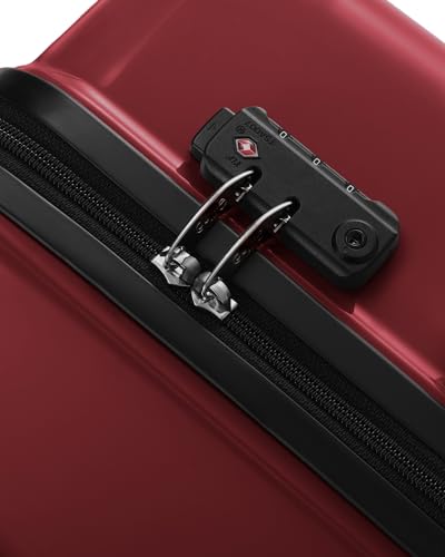 Coolife Luggage, Suitcase with Durable and Lightweight, Checked Luggage with PC+ABS Hardshell, Dual Spinner Wheels, TSA Lock, and YKK Zipper(wine wind new, M(24in)) - color: wine wind new, size: M(24in)