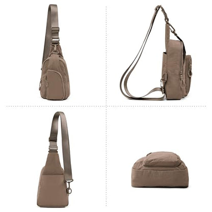 ODODOS Sling Bag with Adjustable Straps Crossbody Chest Bag Lightweight Backpack for Casual Traveling Hiking - color: Field