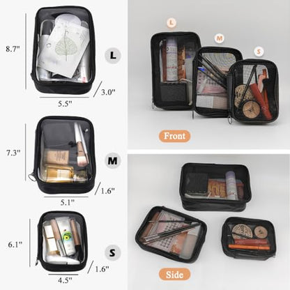 Mesh Makeup Bag, Breathable Mesh Zipper Toiletry Bag, See Through Makeup Bag Organizer, Black Travel Bag (Large) - color: Black Mesh, size: Large