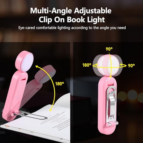 VAVOFO USB Rechargeable Blue Light Blocking Amber Clip On Bookmark Shaped Reading Light for Bookworms Reading in Bed (Pink) - color: Pink