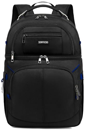 Insulated Cooler Backpack,Double Deck Leakproof Cooler Bag,Insulated Backpack Cooler Lunch Backpack for Men Women - color: Blue+Black