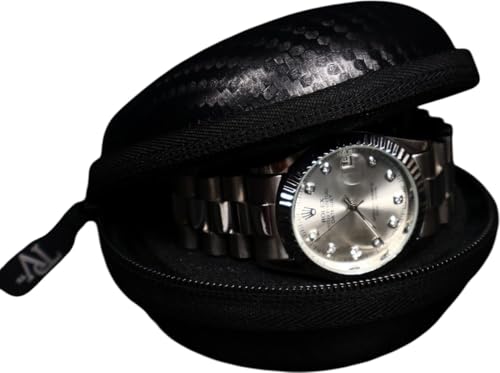 TimepieceVault - Protective Travel Watch Case Box Luxury Single Storage for Wristwatches & Smart Watches | Shockproof Watch Vault (Fits 21mm-55mm)