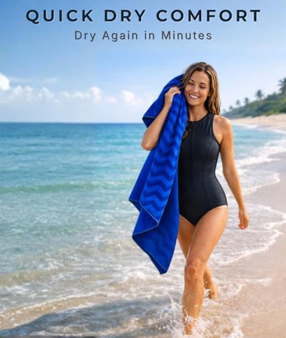 3-in-1 Wearable Beach Wrap & Lightweight Travel Towel – Sarong with Secure Button Closure, Quick-Dry Sand-Free Microfiber, Adjustable Fit (64”x33”, Fits S–4X), Compact Pool & Beach Essential, DarkBlue - color: Dark Blue Chevron