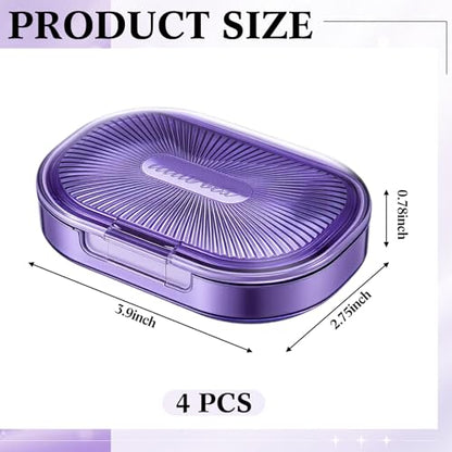 Kigley 4 Pcs Hair Tie Container Small Portable Travel Cotton Swab Holder Dispenser with Lid Plastic Box Storage Containers for Small Items, 3.94 x 2.76 Inch (Purple) - color: Purple