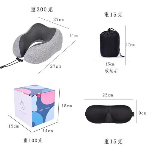 Travel Pillow - Pure Memory Foam Neck Pillow, Comfortable and Breathable Cover, Machine Washable, Airplane Travel kit with 3D Contoured Eye mask, earplugs and Storage Bag