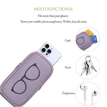 KKP Double Eyeglass Case | Sunglasses Cases with 2 Compartments - color: Purple
