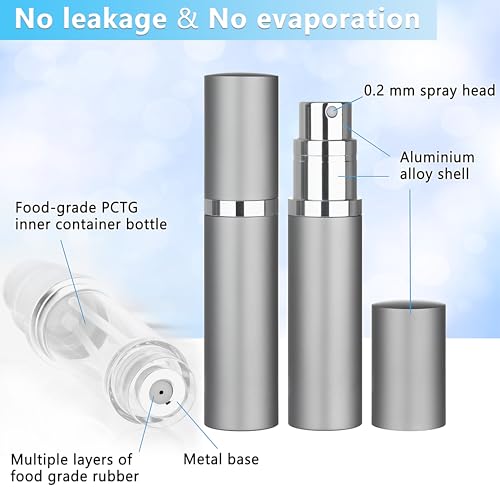 Refillable Perfume Atomizer Travel Bottle 5ml Leakproof Luxury Travel Perfume Refillable Bottle, Portable Fragrance Atomiser (Gray) - color: Gray