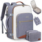 LOVEVOOK 50L Travel Backpack for Women & Men, Airline Approved Carry On Luggage with 3 Packing Cubes, TSA Overnight Bags, Waterproof Personal Item Bag, Weekender Essentials Backpacks fits 17" Laptop - color: Grey-beige-brown, size: X-Large