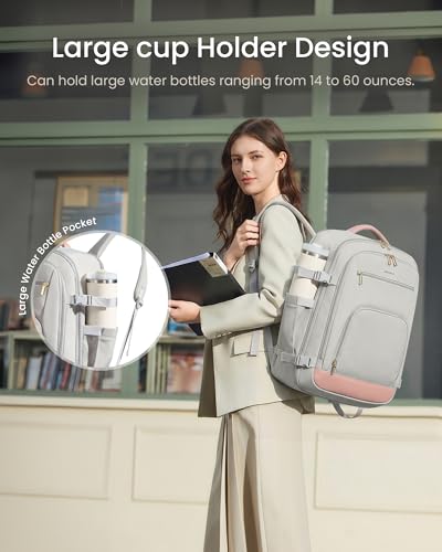 LOVEVOOK Travel Backpack for Women, 50L Carry On Backpack Flight Approved with Garment Bag, TSA Personal Item Travel Bag Fit 17 Inch Laptop, Business Weekender Waterproof Daypack With 2 Cubes, Black - color: Black, size: 50l-18 Inch-3pcs With Garment Bag
