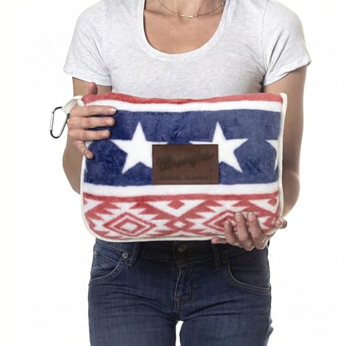 Carstens, Inc. Travel Blanket, Premium Compact 2-in-1 Airplane Blanket/Pillow, Wrangler Western Sky - color: Wrangler Western Sky