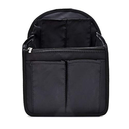 HOYOFO Mini Backpack Organizer Insert, Black, 7.7"L x 4.3"W x 10.6"H, Waterproof Nylon, Fits Small Backpacks - color: S-Black