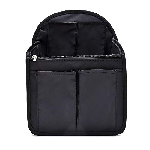 HOYOFO Mini Backpack Organizer Insert, Black, 7.7"L x 4.3"W x 10.6"H, Waterproof Nylon, Fits Small Backpacks - color: S-Black