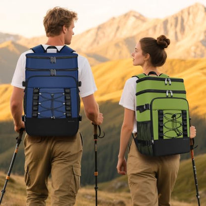 MIYCOO Cooler Backpack - 40 Cans Insulated Backpack Cooler for Men & Women, Portable 2 Leak Proof Compartments Coolers Bag for Beach Travel Picnic Lunch Hiking BBQ Camping - color: Dark Blue