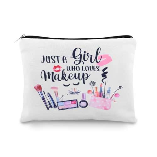 Sisadodo Makeup Tool Storage Bag for Women Just A Girl Who Loves Makeup Bag with Zipper Cosmetic Bags for Makeup Artist Toiletry Bag Make Up Case for Girls Make Up Lover Bags Pouch for Travel - color: just a girl who loves makeup