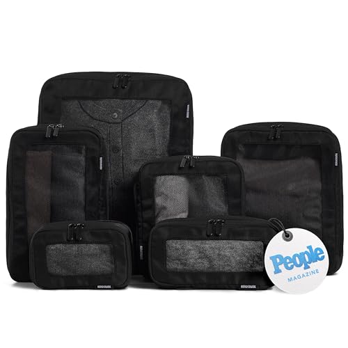 Aerotrunk Compression Packing Cubes for Travel - Luggage Organizer Bags - Double Zipper Packing Cubes for Suitcases (6-Pack, Black) - color: Black, size: 6-Pack