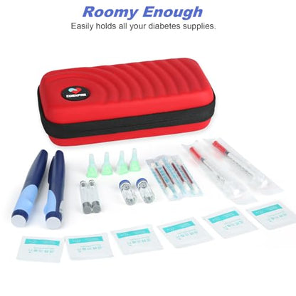 CDBXPRG Insulin Cooler Travel Case,Diabetic Cold Pack Organizer Bag with 2 Reusable Ice Packs for Insulin Pen and Other Medication Diabetic Supplies Red - color: PU-Red