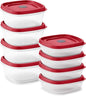 Tribello 16-Piece BPA-Free Plastic Food Storage Set, Red Vented Lids - Microwave, Dishwasher Safe: Perfect for Meal Prep, Leftovers, and Kitchen Organization - size: Set: 4 x 5-Cup, 4 x 3 - Cup