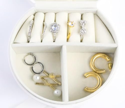Travel Jewelry Case, Elegant Half-Moon Design with Golden Accents, Detachable Handle, White Personalized Accessory Organizer, Fashion-Forward Gift for Women and Teens(I) - style: I