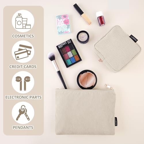 MAGEFY Makeup Bag Small Cosmetic Bag for Women - color: Beige-2pcs-Small+Large