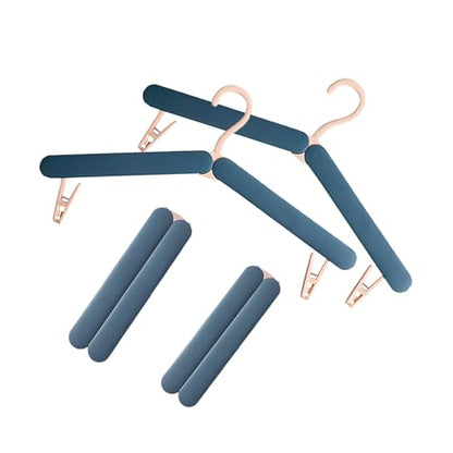 4 Pack Travel Hangers,Foldable Hangers,with Hidden Clips,Lightweight and Portable,Space Saving,Suitable for Skirts, Pants,Suits, Jackets, etc (Blue) - color: Blue