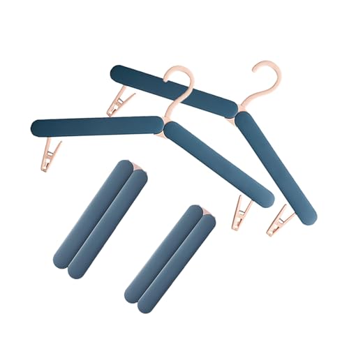4 Pack Travel Hangers,Foldable Hangers,with Hidden Clips,Lightweight and Portable,Space Saving,Suitable for Skirts, Pants,Suits, Jackets, etc (Blue) - color: Blue