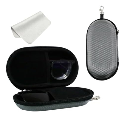 Double Eyeglasses Case, Hard Shell Dual Sunglasses Organizer with Zipper Clip Travel Glasses Storage for Women Men - color: Gray