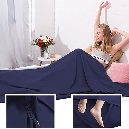 Sleeping Bag Liner,Travel Sheet & Adult Sleep Sack, Camping Sheets Travel Sleep Sack for Backpacking,Hotels & Hostels -Lightweight Single &Double Travel Sheet Camping Sheets - color: Single Navy