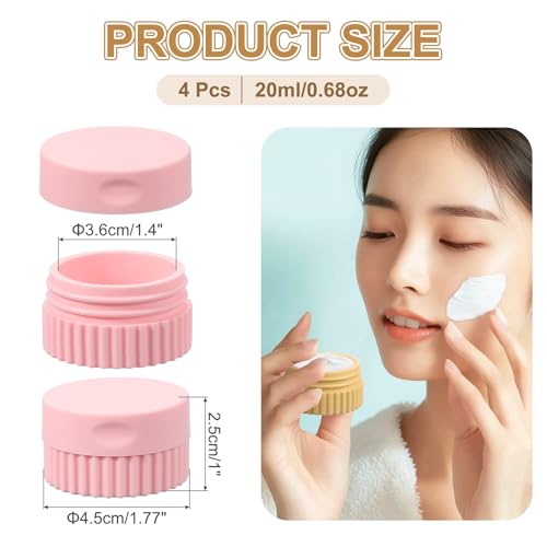 uxcell 4pcs Travel Containers for Toiletries, 0.68oz 20ml Small Silicone Cream Jars Leak-proof Travel Essentials with Lid for Cosmetic Body Skin Cream, Pink - color: Pink