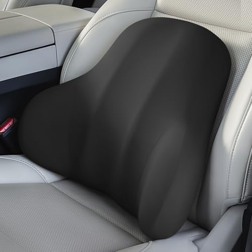BABUR Lumbar Support Pillow for Car, Ergonomic Memory Foam Support Pillow for Lower Back Pain Relief, Washable Cover, Lumbar Cushion for Driving Seat, Fits Most Cars | Black - color: Black