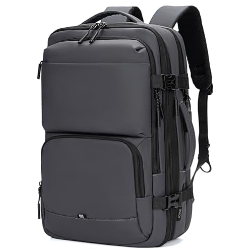 BAGOK Carry On Travel Backpack, 35L-40L Expandable Extra Large Airline Approved,Lightweight Daypack for Men and Women（Gray） - color: Gray, size: Large
