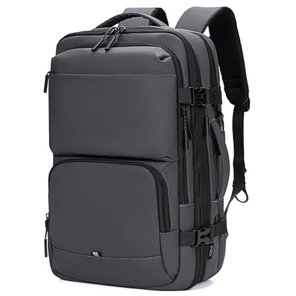 BAGOK Carry On Travel Backpack, 35L-40L Expandable Extra Large Airline Approved,Lightweight Daypack for Men and Women（Gray） - color: Gray, size: Large