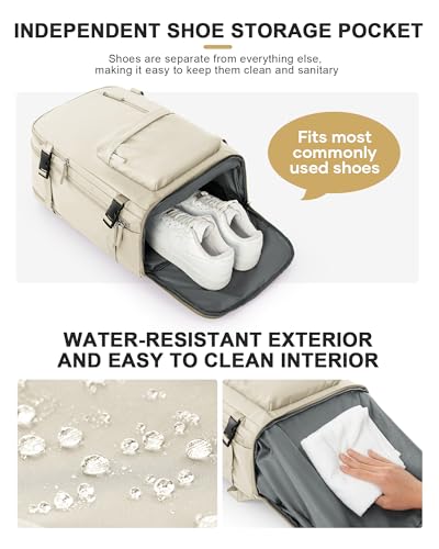VGCUB Large Travel Work Business Backpack Carry on flight Approved 17 Inch Laptop Backpack for Women Men with Laptop Compartment Mochila de Viaje,Beige | Travel - color: A2-beige, style: Large
