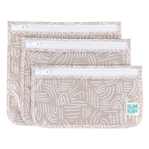 Bumkins Travel Bag, Toiletry, Baby, TSA Approved Pouch, Zip Bag, Quart Size Airline Compliant, Clear-Sided, Diaper Bag Organization, Makeup, Accessories, Set of 3 Sizes, Desert Boho - color: B1 Wander, style: Bumkins