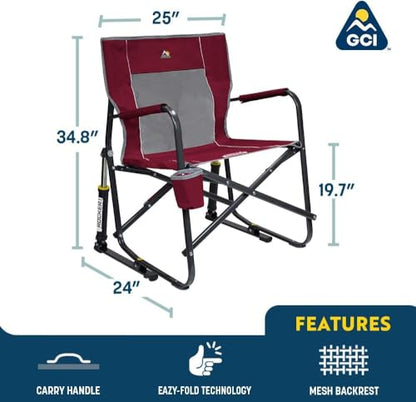 GCI Outdoor Freestyle Rocker Camping Chair | Portable Folding Rocking Chair with Solid, Durable Armrests, Drink Holder & Comfortable Backrest — Cinnamon - color: Cinnamon, style: Freestyle Rocker