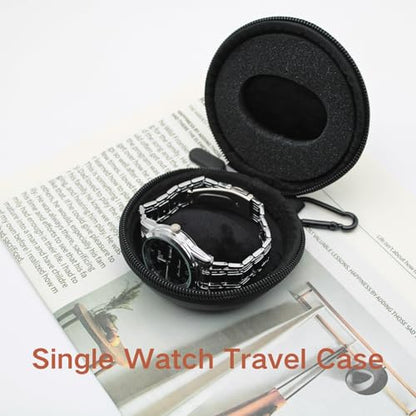 Watch Travel Case Single Storage - Fits all Wristwatches & Smart Watches up to 50mm Watch Travel Box Organizer and Display for Men and Women(Black,2Pack) - color: BLACK-2Pack