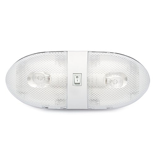 Lumitronics RV Double Ceiling Dome Light, Interior Lighting for Camper Trailer - On/Off Switch, Removable Lenses (Pack of 2) - size: Double (Pack of 2)