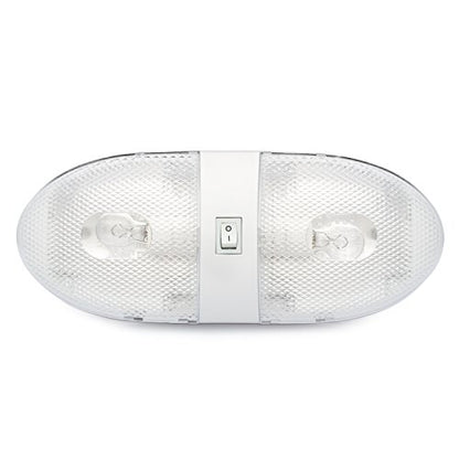Lumitronics RV Double Ceiling Dome Light, Interior Lighting for Camper Trailer - On/Off Switch, Removable Lenses (Pack of 2) - size: Double (Pack of 2)