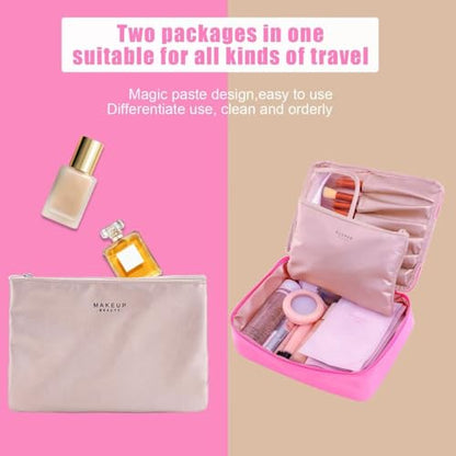 Queboom Travel Makeup Bag Cosmetic Bag Makeup Bag Toiletry bag for women and men (Light pink) - color: Light pink