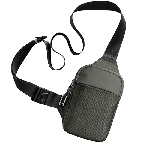 Travel Sling Bag for Men & Women - Small Water Resistant Crossbody Multipocket Chest Bag with Anti-Theft - color: Gray, size: Standard