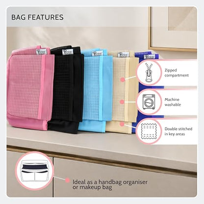 Periea ‘Tegan’ Small Handbag Organizer Insert or Make-up Bag – 5 Colors Available (Gold) - color: Gold