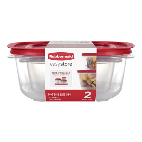 Rubbermaid 7.81- and 14.66-Cup EasyStore Square Containers, 2 Pack, Food Storage Containers, Food Storage Containers with Lids - size: 4-Piece