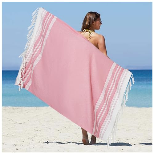 Extra Large Turkish Beach Towel Boho Beach Throw Blanket Adult Women Summer Vacation Essentials Cruise Accessories Pool Gear Must Haves Swim Stuff Necessities Oversized Thin Sandrpoof Compact - color: Coral, size: Extra Large 50''x68''