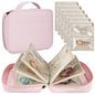 Travel Jewelry Organizer Case,Small Jewelry Bags for Traveling, Jewelry Binder with 24 Pcs Clear Zipper Velvet Pouches (Pink) - color: Pink