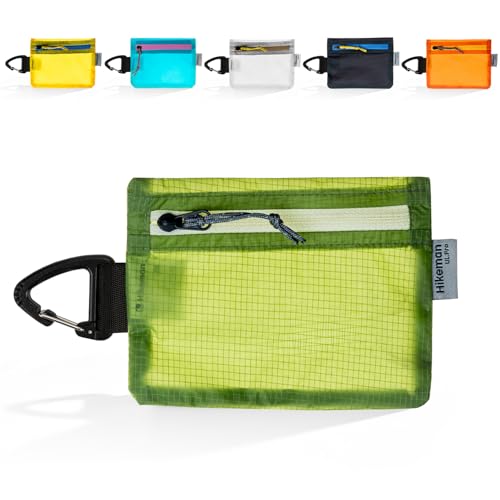 HIKEMAN small zipper pouch with clip ultralight wallet hiking waterproof for credit card and money Card Size Pouch for Hiking, Backpacking, Travel & Purse (Army Green) - color: Army Green