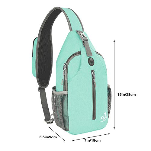 WATERFLY Crossbody Sling Backpack Sling Bag Travel Hiking Chest Bag Daypack - color: N - Mint Green