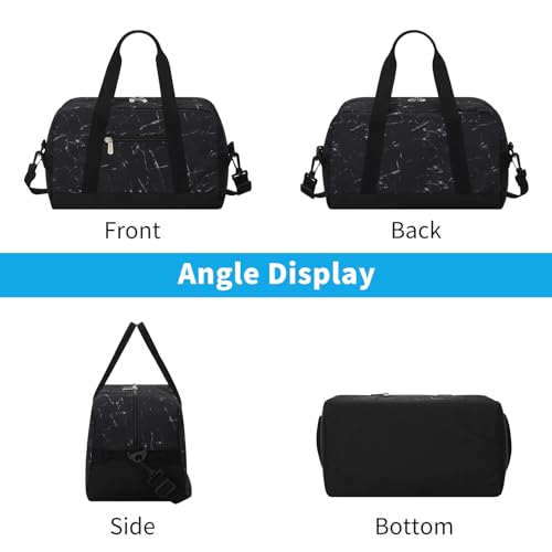 Apenze Small Gym Bag 14 inch lightweight Carry On Mini Duffel Bag for Travel Sport - Marble Black - color: Marble Black