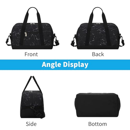 Apenze Small Gym Bag 14 inch lightweight Carry On Mini Duffel Bag for Travel Sport - Marble Black - color: Marble Black