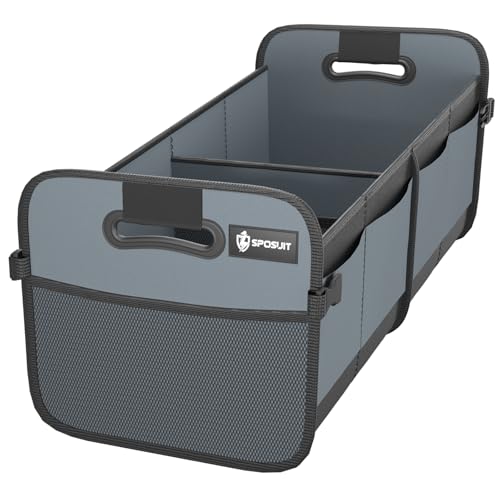 Sposuit Trunk Organizer for Car - 70L Collapsible Car Storage with 11 Pockets & Reinforced Handles, SUV Trunk Organizers for Grocery Cargo(Grey) - color: Grey, size: Large