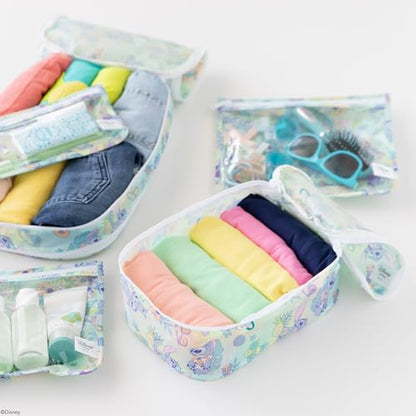 Bumkins Packing Cubes and TSA Approved Pouches for Travel Bag, Organize Luggage with Compression Bags, Essential Traveling Accessories to Pack Clothes, Toiletries, Carryon Suitcase, 5-pc Disney Stitch - color: B6 Aloha Stitch-set