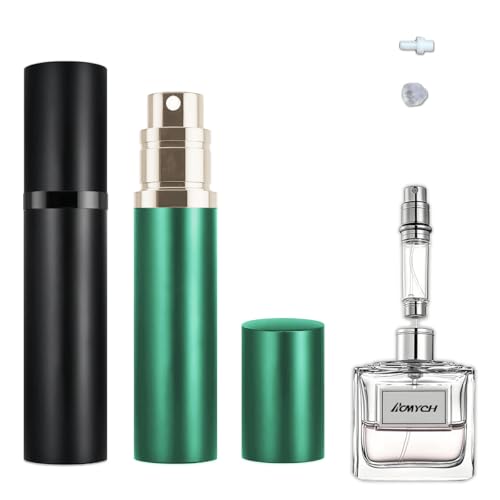 2PCS Perfume Travel Refillable Bottle, Bottom-Filling Fragrances Perfume Atomizer, Empty Mini Cologne Dispenser, Portable Sprayer Pocket Size for On the Go 5ml (Black & Dark Green) - color: Black & Dark Green